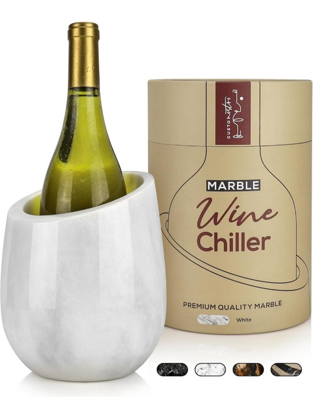 Stylish Marble Wine Chiller Bucket - 750ml Cooler for Parties & Home Bar Decor
